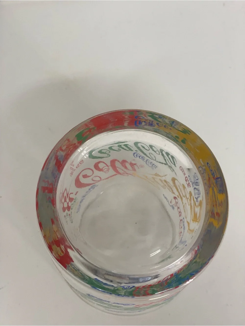 Coca Cola Multicolor 12 Ounce Glass Retro 1980's Rocks Collectible Colorful Fun